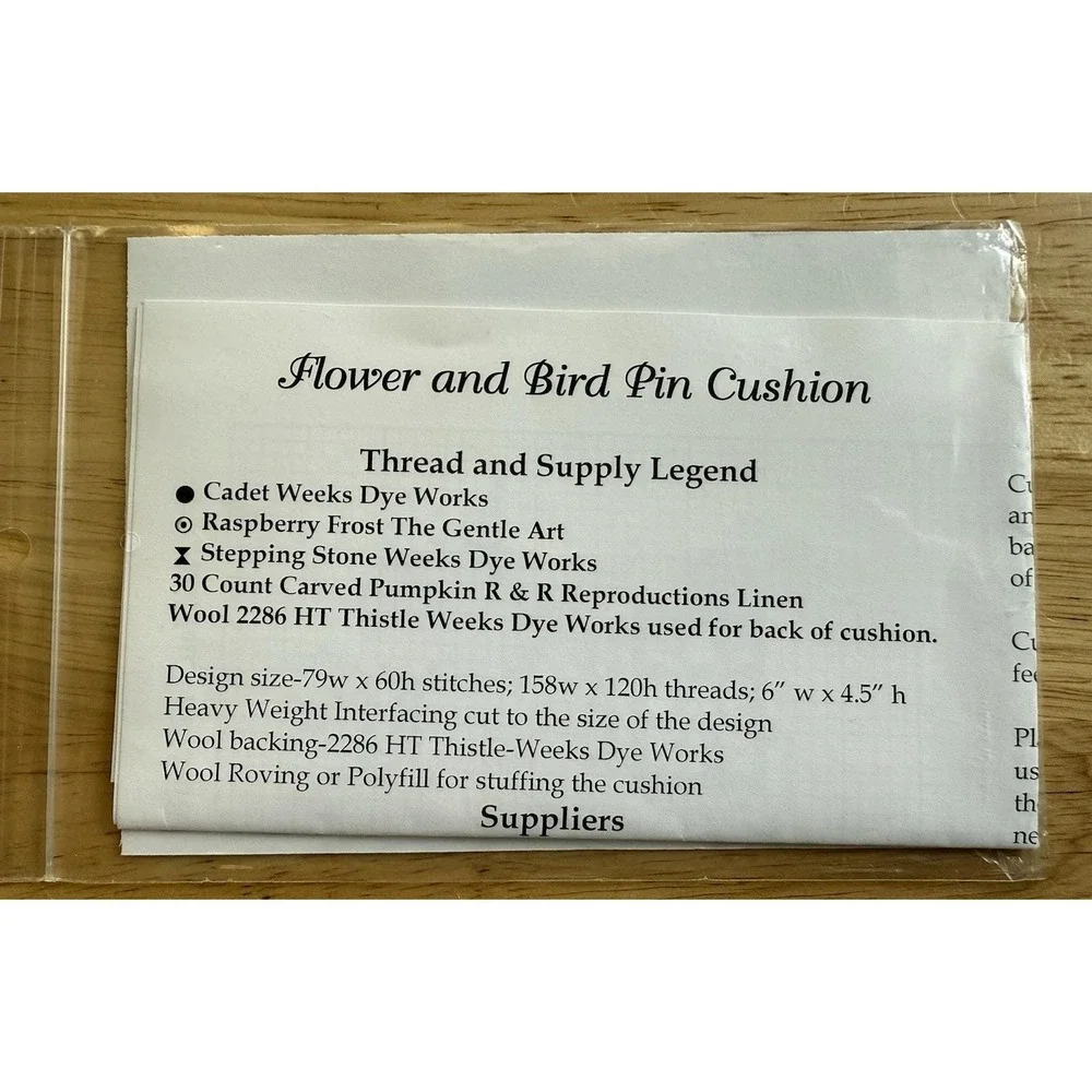 Dames Of The Needle /‎ Finger Work Flower & Bird Pincushion Pattern